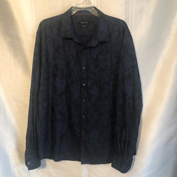 BUGATCHI Mens Lg Dress  Shirt Navy/Black - Picture 10 of 10